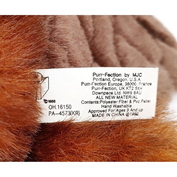 Purr-Fection Baby Beaver Plush Stuffed Animal 1988 Bean Bag 9.5" Vintage - Picture 4 of 4